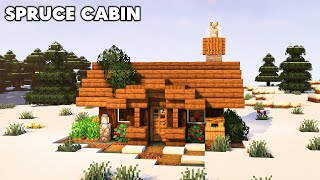 Minecraft  Snowy Spruce Cabin Tutorial How to Build [upl. by Harp]