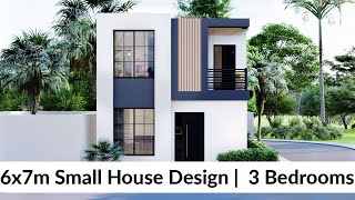 6x7 Meters Small House Design Idea with 3 Bedrooms Layout 2 [upl. by Nolava625]