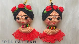 AMIGURUMI Frida Kahlo Anahtarlık Yapımı Amigrumi Frida Kahlo Keychain Tutorial ENG SUBS ON [upl. by Stephani]