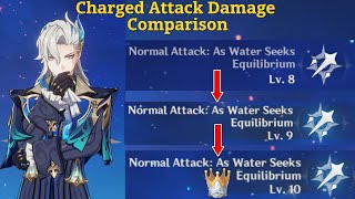 Neuvillette Charged Attack Damage Lv8 Lv9 Lv10 Comparison [upl. by Wilma]