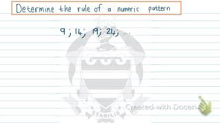 Determine the rule of a numeric pattern grade 8 mathematics [upl. by Allemat]