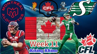 Montreal Alouettes Vs Saskatchewan Roughriders CFL Week 11 Watch Party and Play by Play [upl. by Deaner466]