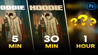 Hoodie poster manipulation Challenge 5 Min vs 30 Min vs 1 Hr [upl. by Ayenet]