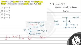 Last line of Lyman series for Hatom has wavelength 1  The 2nd line of Balmer [upl. by Olympe241]