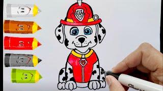 How to Draw PAW PATROL MARSHALL  step by step drawing [upl. by Nalym]