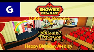 Showbiz Pizza Place Dublinville Robloxia  The Rockafire Explosion Happy Birthday Medley [upl. by Cirederf565]