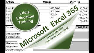 Rechnen mit Liter oder Kilogramm in Excel 365 von Eddie ₼ Education Training [upl. by Atined]