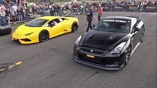 Nissan GTR R35 vs Lamborghini Huracan Novitec NLargo S [upl. by Willock]