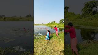 Lady and a boy hook fishing in the lotus 🪷 pond  best fishing videos fishingmethods new fishing [upl. by Einallem]