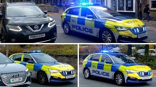 BULLHORN 3x Lancashire Constabulary Skoda Scalas responding in Lancaster [upl. by Ardnama484]