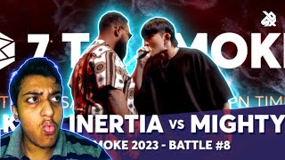 Tempt reaction KING INERTIA 🇺🇸 vs Mighty 🇰🇷  GRAND BEATBOX BATTLE 2023 7 TO SMOKE  Battle 8 [upl. by Anissa47]