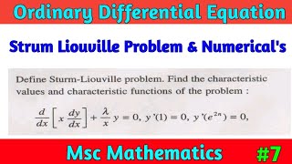 Sturm Liouville Problem  ODE Math  Sturm Liouville Problem Example  Msc Math [upl. by Bratton]