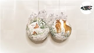 Jak ozdobić bombki decoupage z efektem śniegu DECOUPAGE CHRISTMAS ORNAMENTS WITH SNOW EFFECT [upl. by Leirbag370]