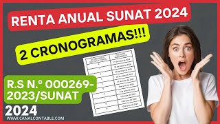 Renta anual 2023 CRONOGRAMA renta anual SUNAT 2023 Que se declara en 2024 [upl. by Merla]