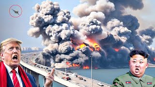 Massive Explosion on Kremea Bridge 500 Tons of North Korean Ammunition Detonated by US F16s [upl. by Appleby]