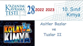 10 SINIF KAZANIM KAVRAMA TESTLERÄ° 28 Asitler Bazlar ve Tuzlar 2 [upl. by Alban650]