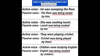 active voice changed into passive voice past continuous  progressive tense examples [upl. by Innattirb]