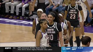 👀 Angel Reese Cardoso STARE DOWN Each Other After Blocked Shots 1 South Carolina vs 9 LSU Tigers [upl. by Hutner]