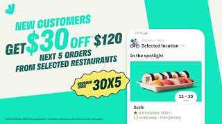 Deliveroo New Customer Exclusive Get 30 off 120 next 5 orders and 14 days free delivery [upl. by Tolecnal]