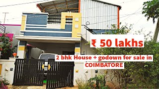 2 bhk house  godown for sale in COIMBATORE ₹ 50 lakhs borewell siruvani water bank loan available [upl. by Ganley]