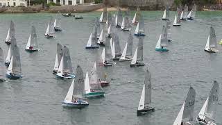 Salcombe Gin Merlin Rocket Week 2024 Tuesday Afternoon Race Start by Malcolm Mackley [upl. by Yssej]