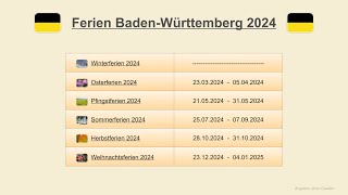 Ferien Baden Württemberg 2024 [upl. by Nalyak]