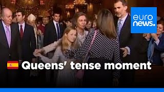 Spain stunned by video of tense scene between Queens Letizia and Sofia  euronews 🇬🇧 [upl. by Gamal]