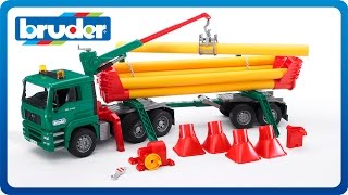 Bruder Toys MAN TGA Pole Loading truck w Portal Jib Crane 02747 [upl. by Helaine]