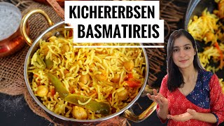 Basmatireis mit Kichererbsen  dazu auch Minzjoghurt  Chana Pulao  Indische Rezepte [upl. by Katrine]