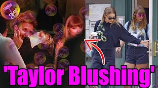 Taylor Swift blushing as Gigi Hadid kisses Bradley Cooper in NYC date night [upl. by Llerrahs]