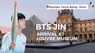 BTS Jin 💜 arrival at Louvre Museum carrying the Olympic Torch  Paris 14 July 2024 🇫🇷 btsjin [upl. by Airitak84]