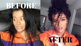 Heatless Straight to Curly Hair Tutorial  Straw Curls [upl. by Marnia]