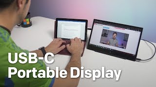 HP EliteDisplay S14 USBC portable display review Perfect for Surface Go [upl. by Aittam]