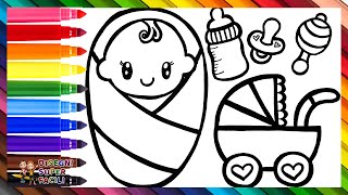 Disegnare E Colorare Un Bambino Con Accessori 👶🍼🌈 Disegni Per Bambini [upl. by Parthinia]