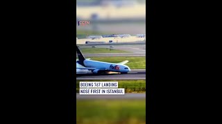 Boeing 767 lands nosefirst in Istanbul [upl. by Turino]