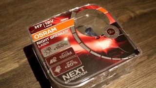 Comparing standard H7 headlight bulb to Osram Night Breaker Laser [upl. by Nirmak271]