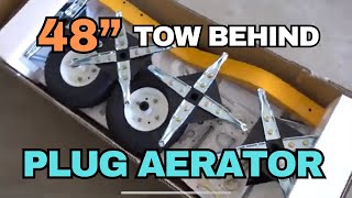 Yardworks 48quot Tow Behind Plug Aerator  REVIEW amp UNBOXING [upl. by William]