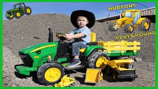 Tractors working on the farm for kids Rubble tractor moving rocks Real tractors for children [upl. by Danell989]