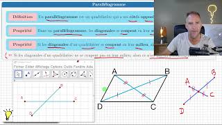 Cours ♦ Diagonales du parallélogramme • Propriété et réciproque ♦ Cinquième [upl. by Leahcim]