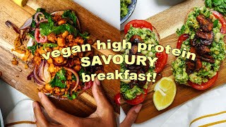 3 VEGAN HIGH PROTEIN Savoury Breakfast Ideas [upl. by Ahtnammas]