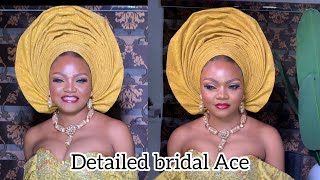 How To Tie Advanced Bridal Ace Gele beginner steps by step 2023 geletutorial [upl. by Nwahsram365]