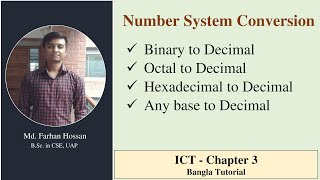 Lec 04 Binary Octal Hexadecimalany base to Decimal Bangla TutorialFarhan Hossan [upl. by Tallou95]