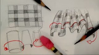 How to draw plaid pattern clothing fabric drapery and folds [upl. by Ecilayram]