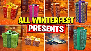 All 14 Winterfest Presents  Winterfest Fortnite ALL GIFTS [upl. by Publea]