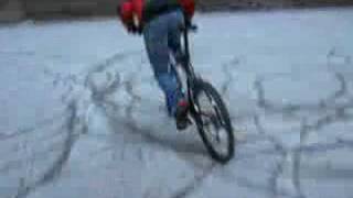 bicycle drift in snow latvia [upl. by Ellehcim]