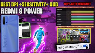 Redmi 9 power free fire best auto headshot dpi hud sensitivity setting after free fire new update😱 [upl. by Allerim236]