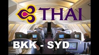 Thai Airways 747 Upper Deck Business Class  Bangkok to Sydney [upl. by Sheline]