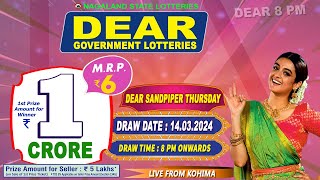 DEAR GOVERNMENT LOTTERIES LIVE DRAW SANDPIPER THURSDAY WEEKLY LIVE DRAW DEAR 8 PM DRAW DATE 140324 [upl. by Burny278]