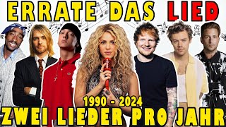 Errate das Lied 🎶 Zwei Lieder pro Jahr 1990  2024 Lieder Die Jeder sofort erkennt MusikQuiz [upl. by Adnik]