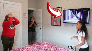 BROKEN TV SCREEN PRANK ON PARENTS [upl. by Colfin]